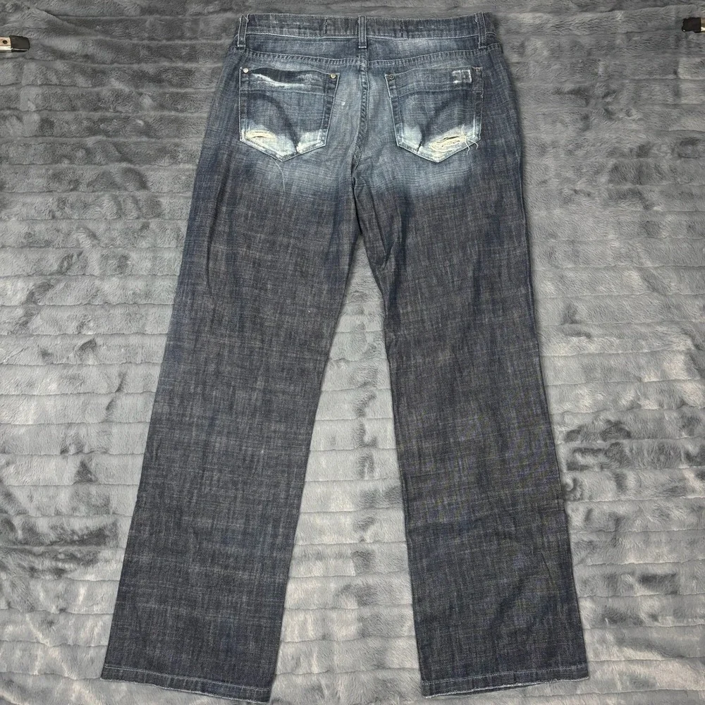 Joes Jeans Rebel Mens 34 Straight Leg Distressed Gradient Blue Denim Made in USA